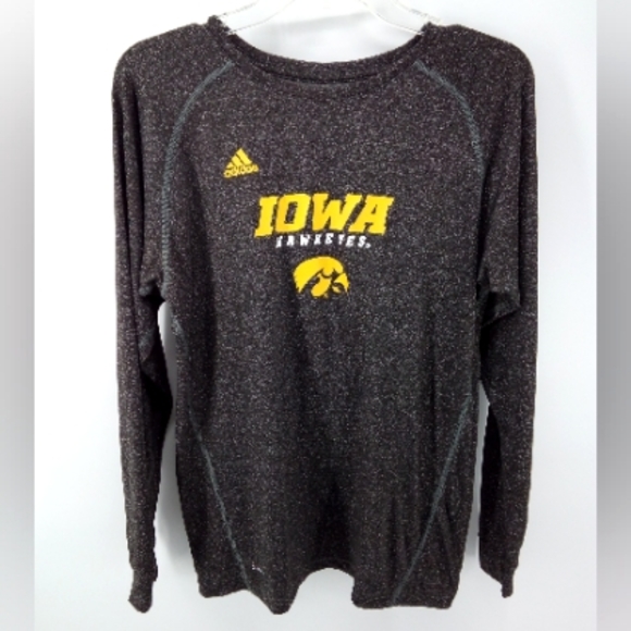adidas Iowa Hawkeyes Dark Gray Burnout Workout Long Sleeve Top Climalite L 14 16 - Picture 1 of 8